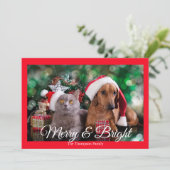 Pet Photo Merry en Bright Holiday Kaart (Staand voorkant)