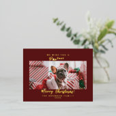 Pet Photo Merry Kerstmis Folie Feestdagen Briefkaart (Staand Voorkant)