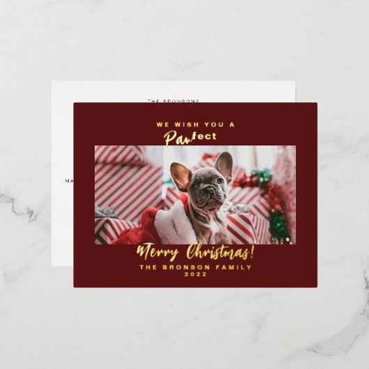 Pet Photo Merry Kerstmis Folie Feestdagen Briefkaart (Voorkant / Achterkant)