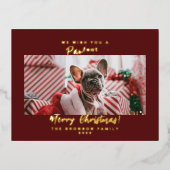 Pet Photo Merry Kerstmis Folie Feestdagen Briefkaart (Voorkant)