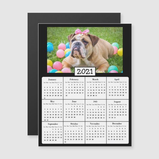 Pet Photo Mini 2021-agenda Magnetische Uitnodiging (Voorkant / Achterkant)