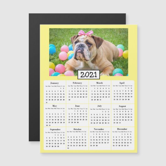 Pet Photo Mini 2021-agenda Magnetische Uitnodiging (Voorkant / Achterkant)