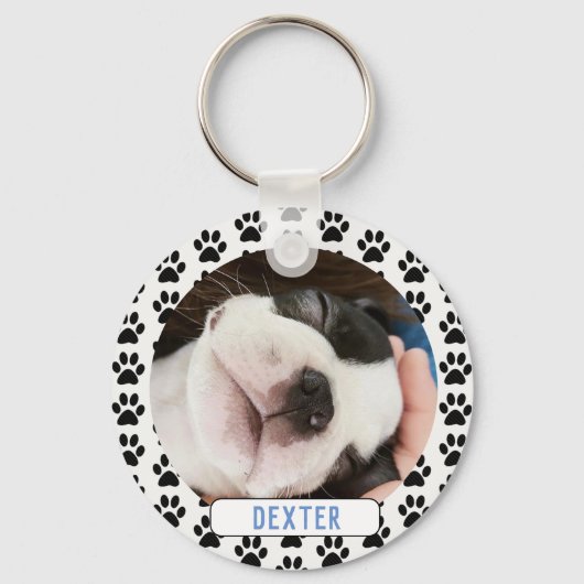 Pet Photo Modern Pawprint Sleutelhanger (Voorkant)