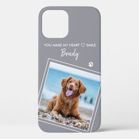 Pet Photo Modern Quote Gray Cat Dog Case-Mate iPhone Case (Achterkant)