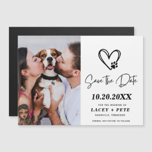 Pet Photo Modern Wedding Sla de datum op Magnetische Uitnodiging