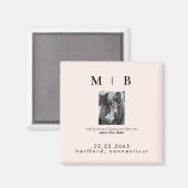 Pet Photo Monogram Blush Save the Date Wedding Magneet (Voorkant / Achterkant)