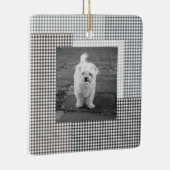 Pet PHOTO NAAM JAAR Klassieke Neutral Gingham Fun Keramisch Ornament (Rechts)
