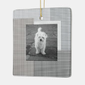 Pet PHOTO NAAM JAAR Klassieke Neutral Gingham Fun Keramisch Ornament (Links)