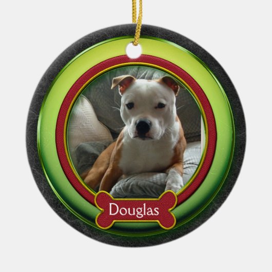 Pet Photo Ornament Red Green Kerstmis (Voorkant)