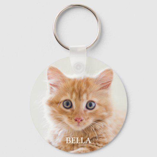 Pet Photo Personalized Cat Keepsake Keychain (Voorkant)