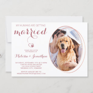 Pet Photo Personalized Dog Wedding Roos Gold Kaart