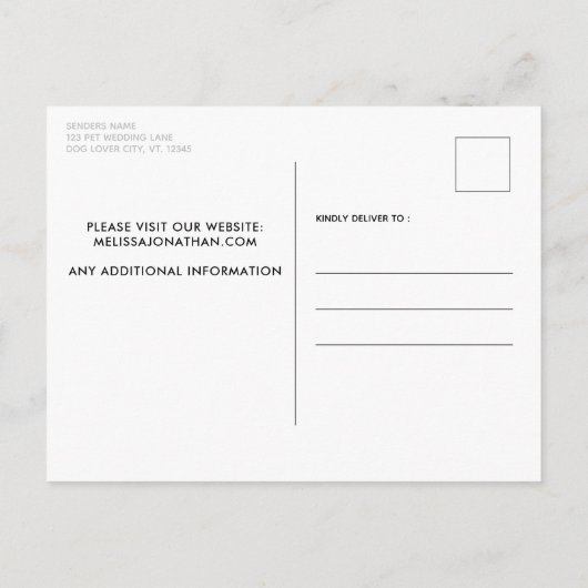 Pet Photo Personalized Dog Wedding Roos Gold Uitnodiging Briefkaart (Achterkant)