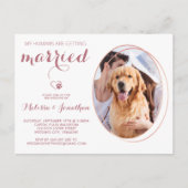 Pet Photo Personalized Dog Wedding Roos Gold Uitnodiging Briefkaart (Voorkant)