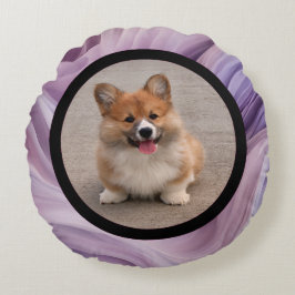 Pet photo - purple colour rond kussen