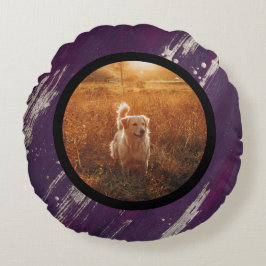 pet photo - purple gold rond kussen