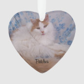 Pet Photo, Quote, Blauwe Pawprint, Naam en Jaren Ornament (voorkant)