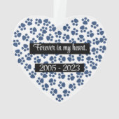 Pet Photo, Quote, Blauwe Pawprint, Naam en Jaren Ornament (achterkant)