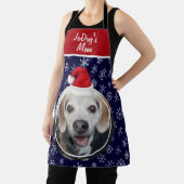 Pet Photo Red Santa Hat Snowflakes Navy Kerstmis Schort (Insitu)