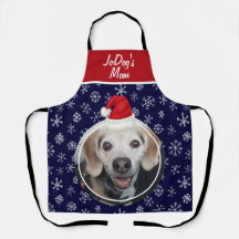 Pet Photo Red Santa Hat Snowflakes Navy Kerstmis