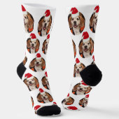 Pet Photo Red White Santa Hats op kerst Sokken (Gebogen)