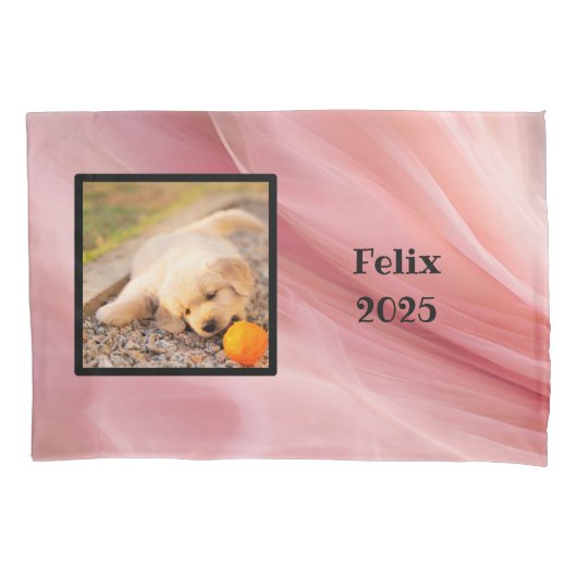 Pet photo - rose silk kussensloop (Voorkant-Links)