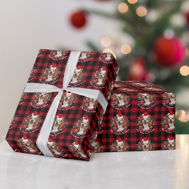 Pet Photo Santa Hat en Red Buffalo Pset Cadeaupapier