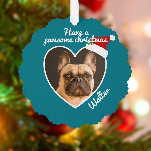 Pet Photo Santa Hat Happy Howlidays Schattige Kers Ornament Kaart