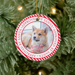 Pet Photo Santa's Nice List Lid Kerstmis Keramisch Ornament