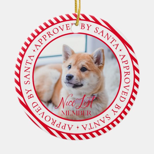 Pet Photo Santa's Nice List Lid Kerstmis Keramisch Ornament (Voorkant)