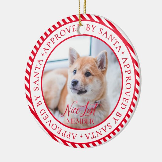 Pet Photo Santa's Nice List Lid Kerstmis Keramisch Ornament (Links)