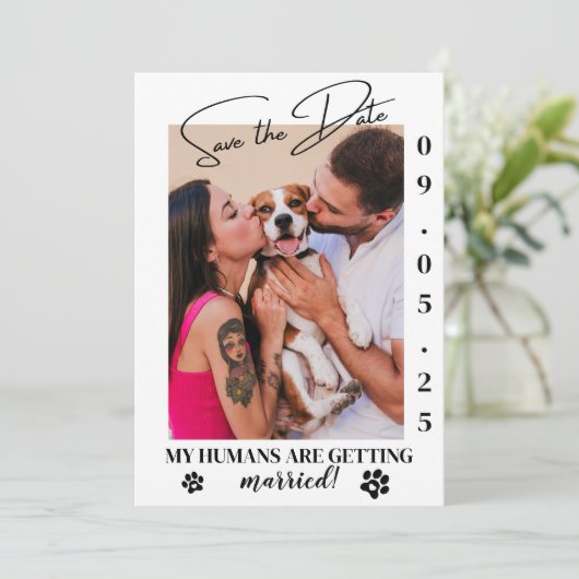 Pet Photo Simple Wedding Sla de datum online op Kaart (Staand voorkant)