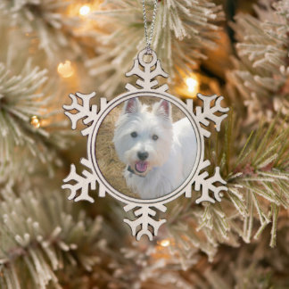 Pet Photo Template Pewter-kerstboomversiering Tin Sneeuwvlok Ornament
