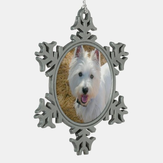 Pet Photo Template Pewter-kerstboomversiering Tin Sneeuwvlok Ornament (Links)