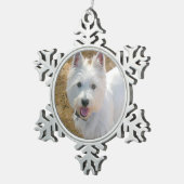 Pet Photo Template Pewter-kerstboomversiering Tin Sneeuwvlok Ornament (Rechts)
