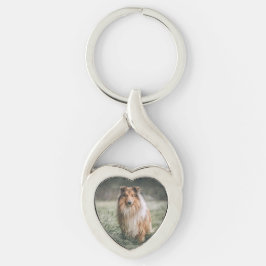 Pet Photo Twisted Heart Metal Sleutelhanger