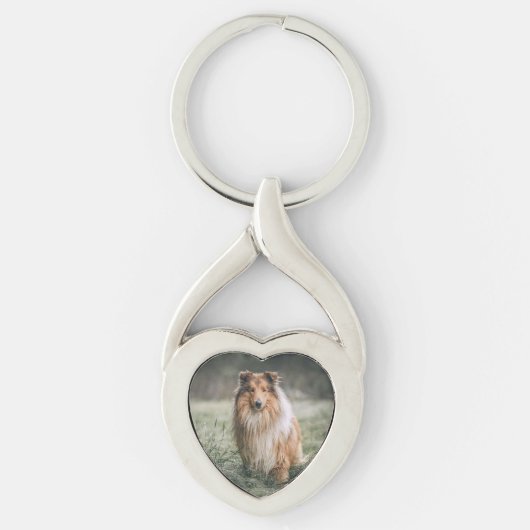 Pet Photo Twisted Heart Metal Sleutelhanger (Voorkant)