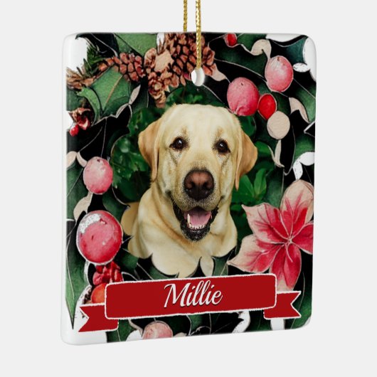 Pet Photo Waterverf Kerstmis Keramisch Ornament (Rechts)