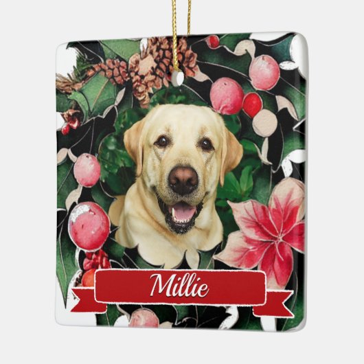 Pet Photo Waterverf Kerstmis Keramisch Ornament (Links)