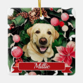 Pet Photo Waterverf Kerstmis Keramisch Ornament (Voorkant)