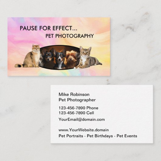 Pet Photography Modern Business Cards Visitekaartje (Voorkant / Achterkant)