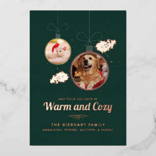 Pet Photos Family Kerstmis Modern Folie Feestdagenkaart