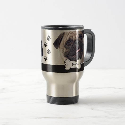 Pet Photos on Cute Dog Bone Add Name Reisbeker (Voorkant rechts)