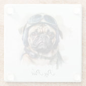 Pet Pilot Pug aanpasbaar Glazen Onderzetter (Achterkant)