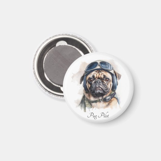 Pet Pilot Pug aanpasbaar Magneet (Voorkant / Achterkant)