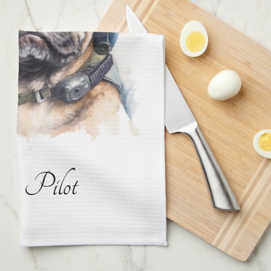 Pet Pilot Pug aanpasbaar Theedoek (Quarter Fold)