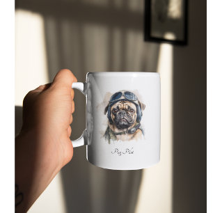 Pet Pilot Pug aanpasbaar Tweekleurige Koffiemok