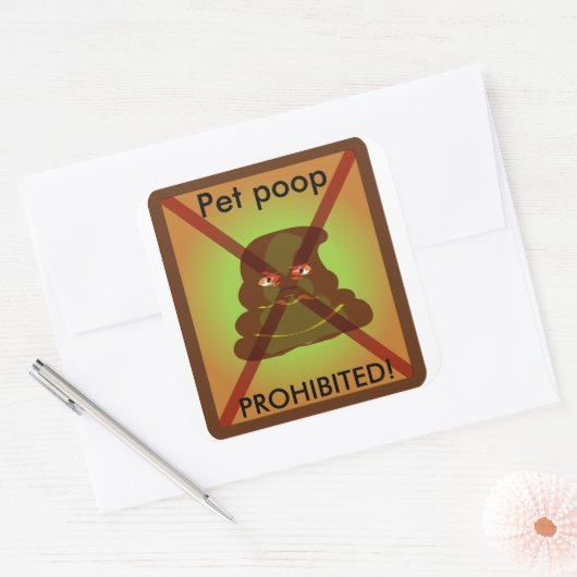 "Pet poop VERBODEN" afvalbak sticker (Envelop)