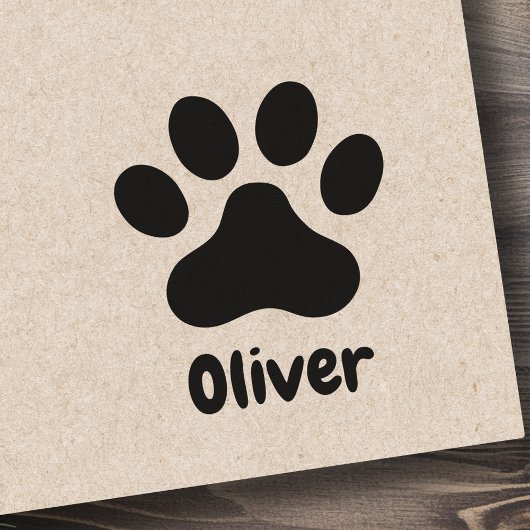 Pet poot print met gepersonaliseerde naamhandteken rubberstempel