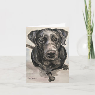 Pet Portrait - Black Lab - Young Pup Kaart
