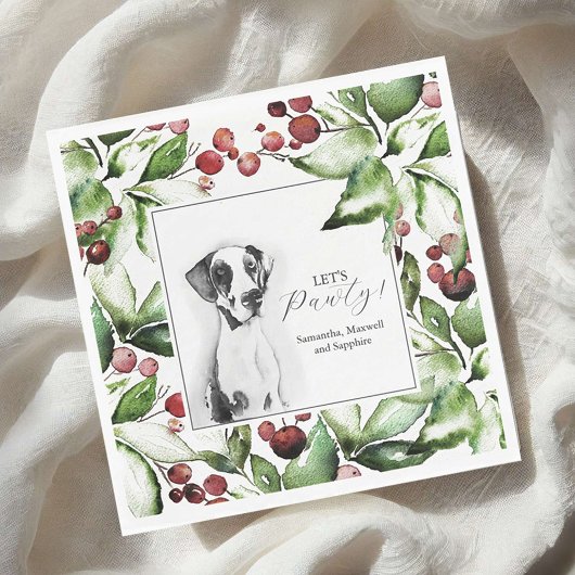 Pet Portrait Christmas Cocktail Napkins Servet